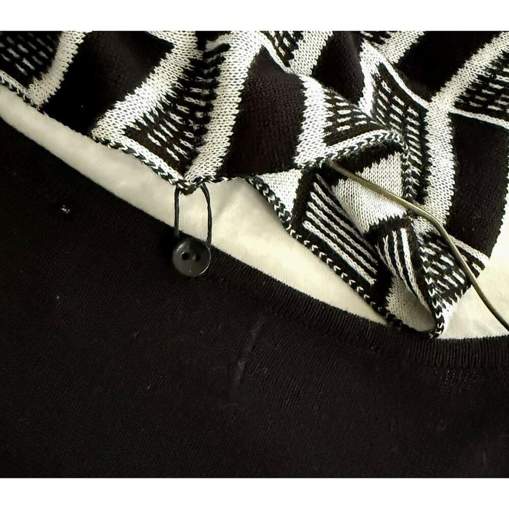 Alfred Dunner PETITE M Sweater Black White Coordinated Knitted Scarf 3/4 Sleeves - Picture 5 of 6